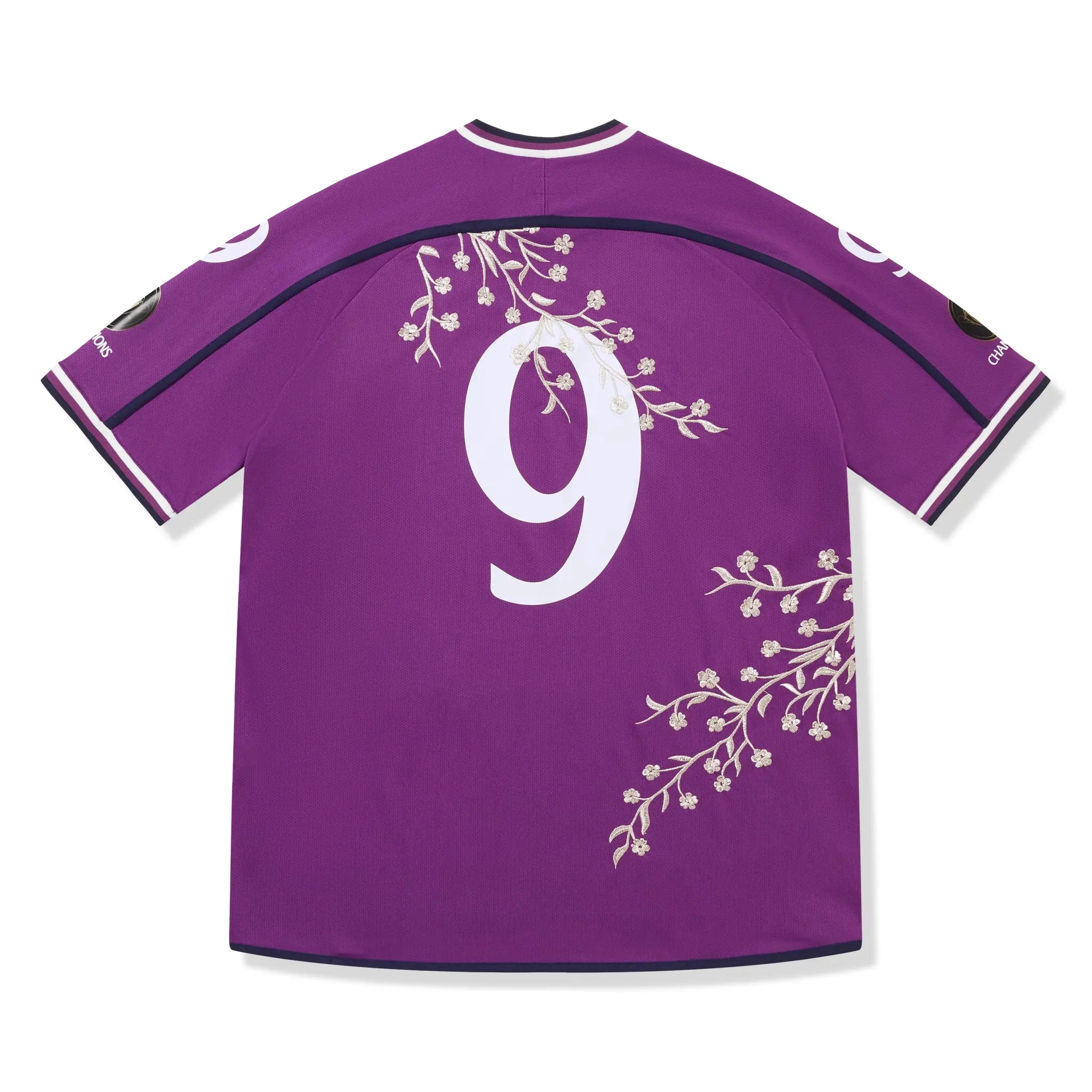 Back View of Supreme Floral Purple Soccer Jersey (FW25) FW25KN52-PURPLE